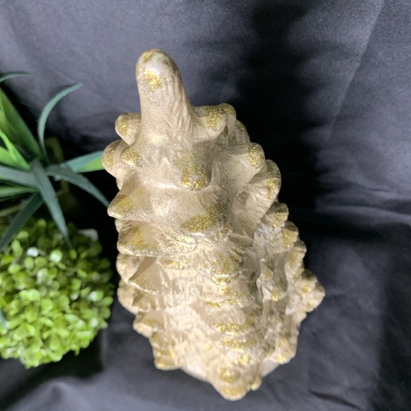 Opalescent pearl white and gold ceramic Christmas Tree music box - Picture 9 of 11